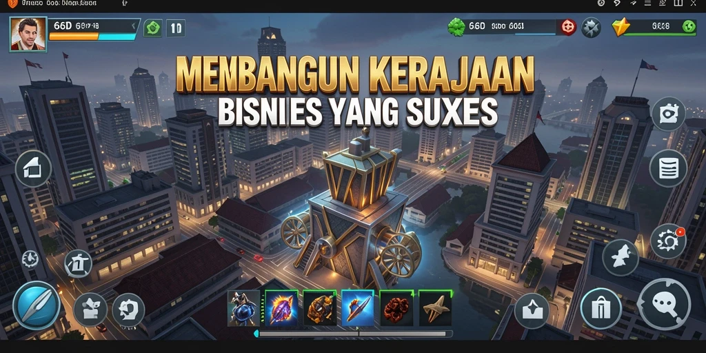 Tampilan gameplay seru dalam 66D dengan aktivitas bisnis yang dinamis.