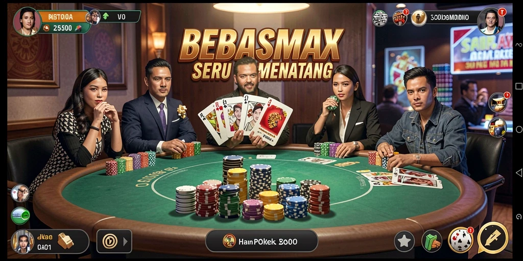 Tampilan seru dan menantang dari permainan poker di BEBASMAX.