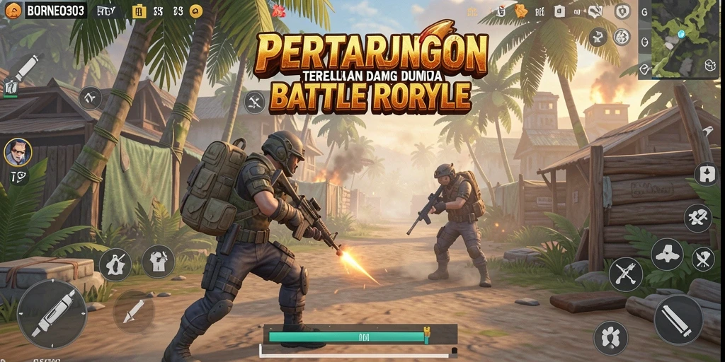 Gameplay mendebarkan di arena Battle Royale BORNEO303.