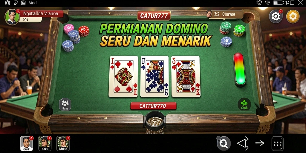 Tampilan dramatis dari permainan Domino CATUR777 yang seru.