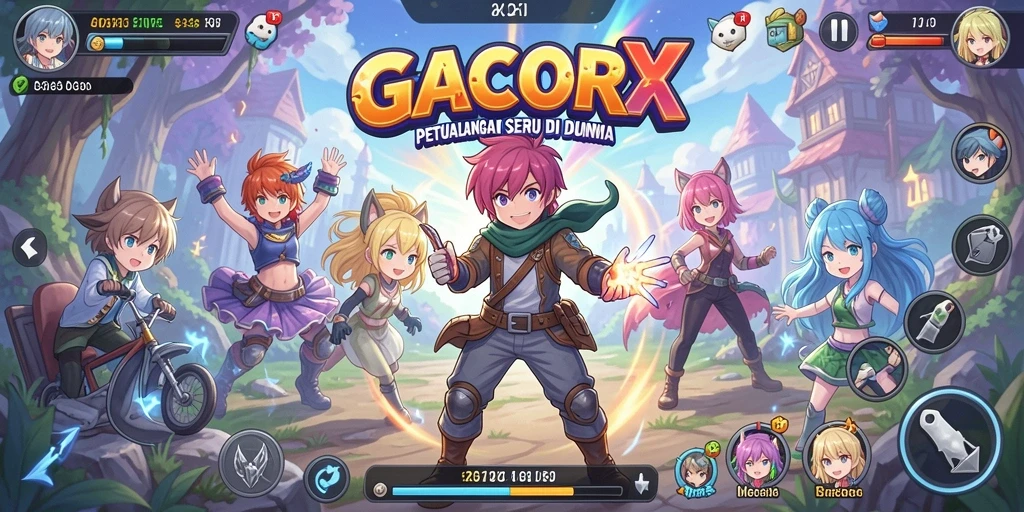 Screenshot gameplay <strong>GACORX</strong> menampilkan aksi yang mendebarkan dan karakter anime yang menawan.