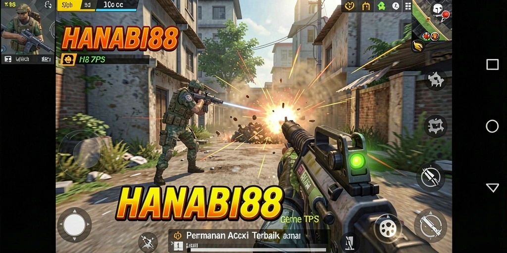Screenshot utama HANABI88 menampilkan aksi intens dan gameplay yang seru.