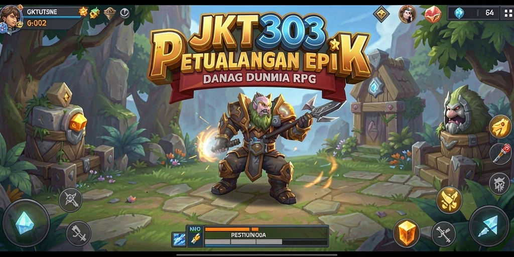Screenshot gameplay JKT303 yang menunjukkan berbagai elemen RPG.