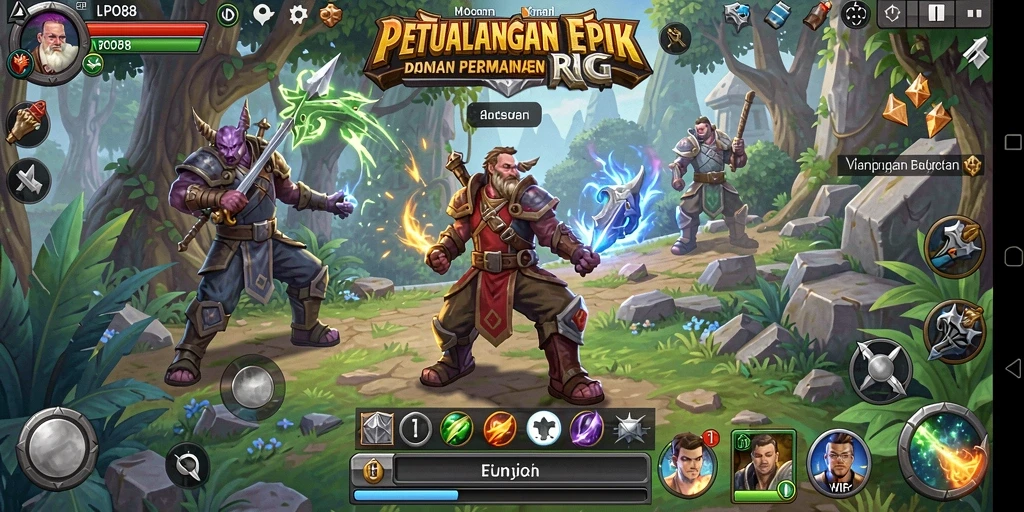 Screenshot LPO88 menampilkan aksi pertarungan RPG yang mendebarkan.