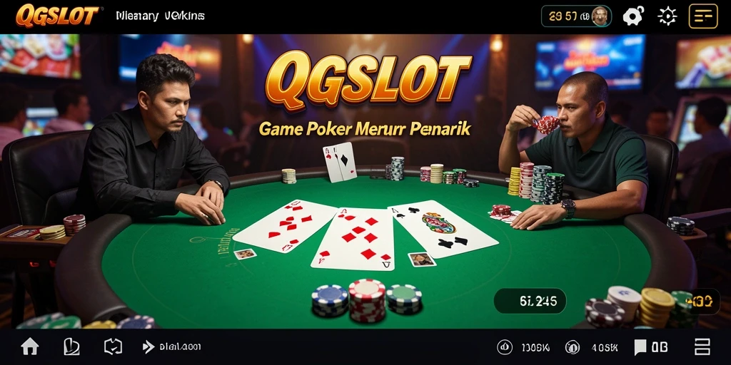 Screenshot gameplay QQSLOT yang menampilkan permainan Poker yang seru.