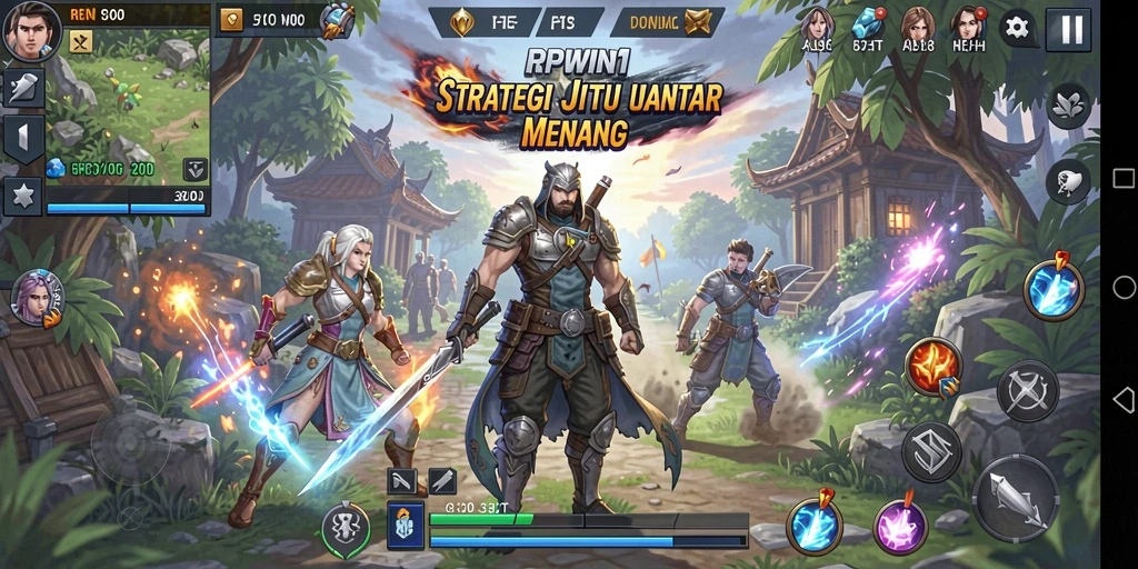 Tampilan gameplay menarik dari RPWIN1 dengan strategi menegangkan.