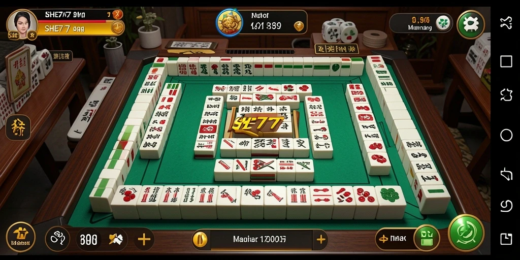 Tampilan gameplay menantang dari SHE777 di Mahjong.