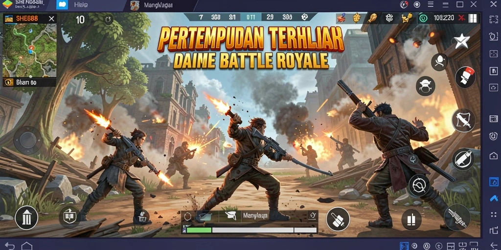 Tampilan menarik gameplay <strong>SHE888</strong> dalam pertempuran Battle Royale.