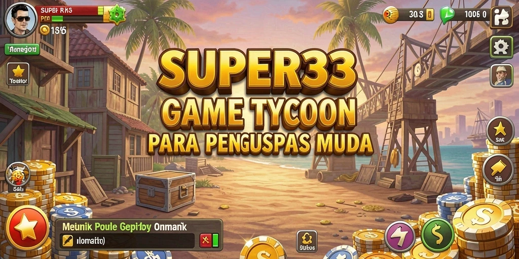 Screenshot SUPER33 menunjukkan gameplay seru dalam membangun bisnis Tycoon.
