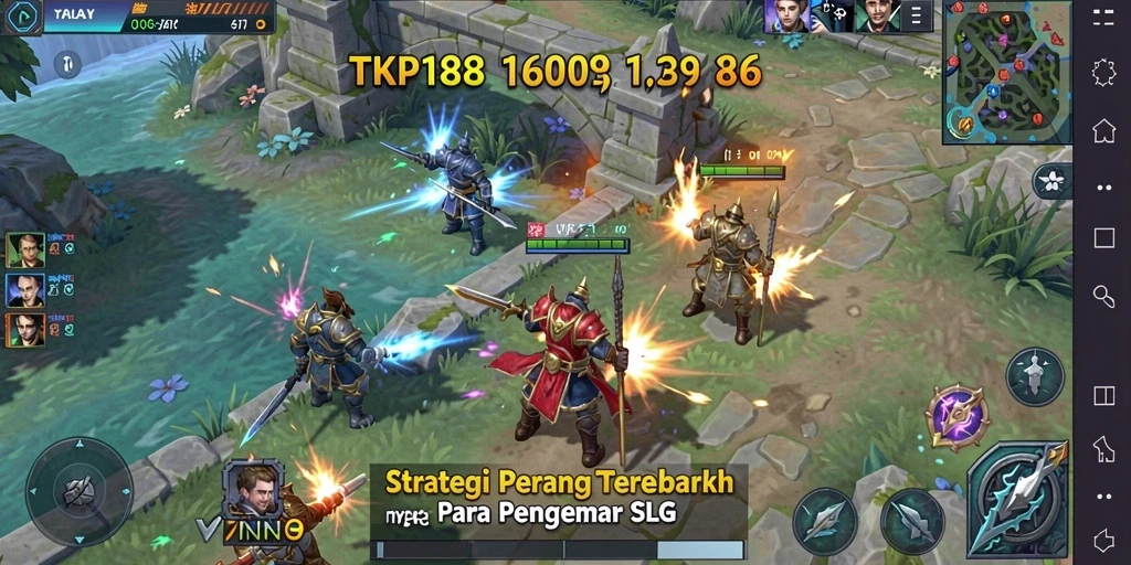 Screenshot gameplay TKP188 menampilkan aksi pertempuran SLG yang seru.