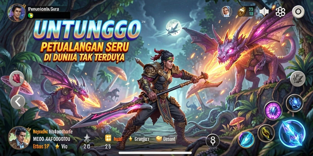 Screenshot gameplay UNTUNGGO yang menunjukkan petualangan menarik.