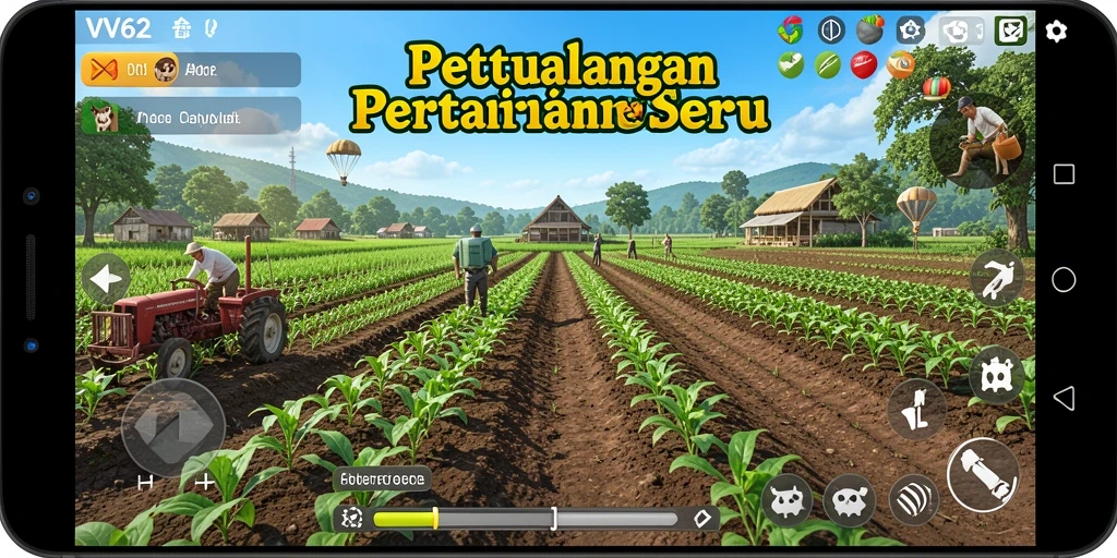 Tangkapan layar VV62 menampilkan gameplay pertanian yang seru dan menakjubkan.